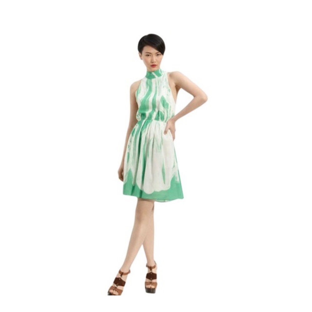 ALICE+OLIVIA Cutout Back Stretch Silk Party Dress